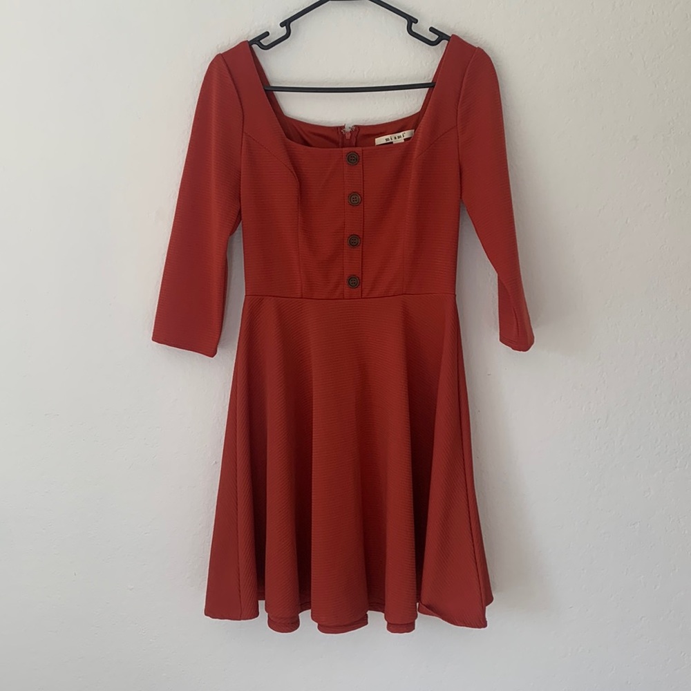 Burnt orange quarter sleeve dress